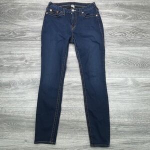 True Religion Jeans Womens 30 Blue Dark Wash Curvy Skinny Mid Rise Stretch Denim